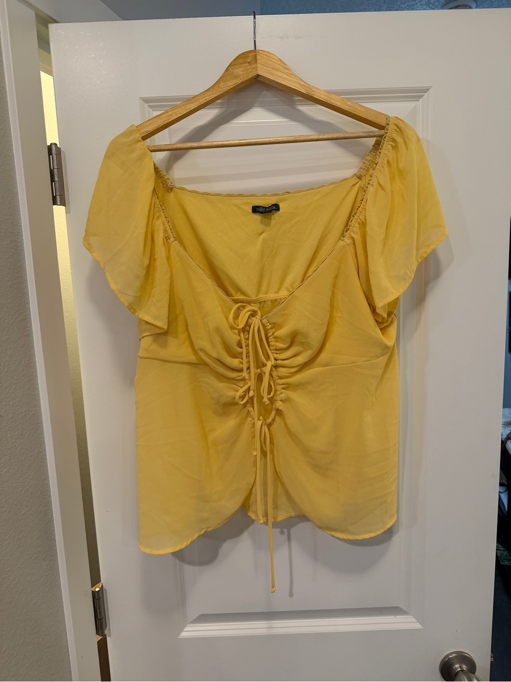 wild fable Yellow Ruched Tie-Front Blouse